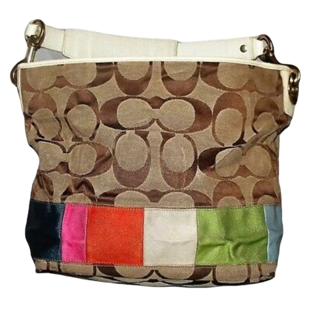 COACH multicolor Striped signature jacquard tote shoulder bag /